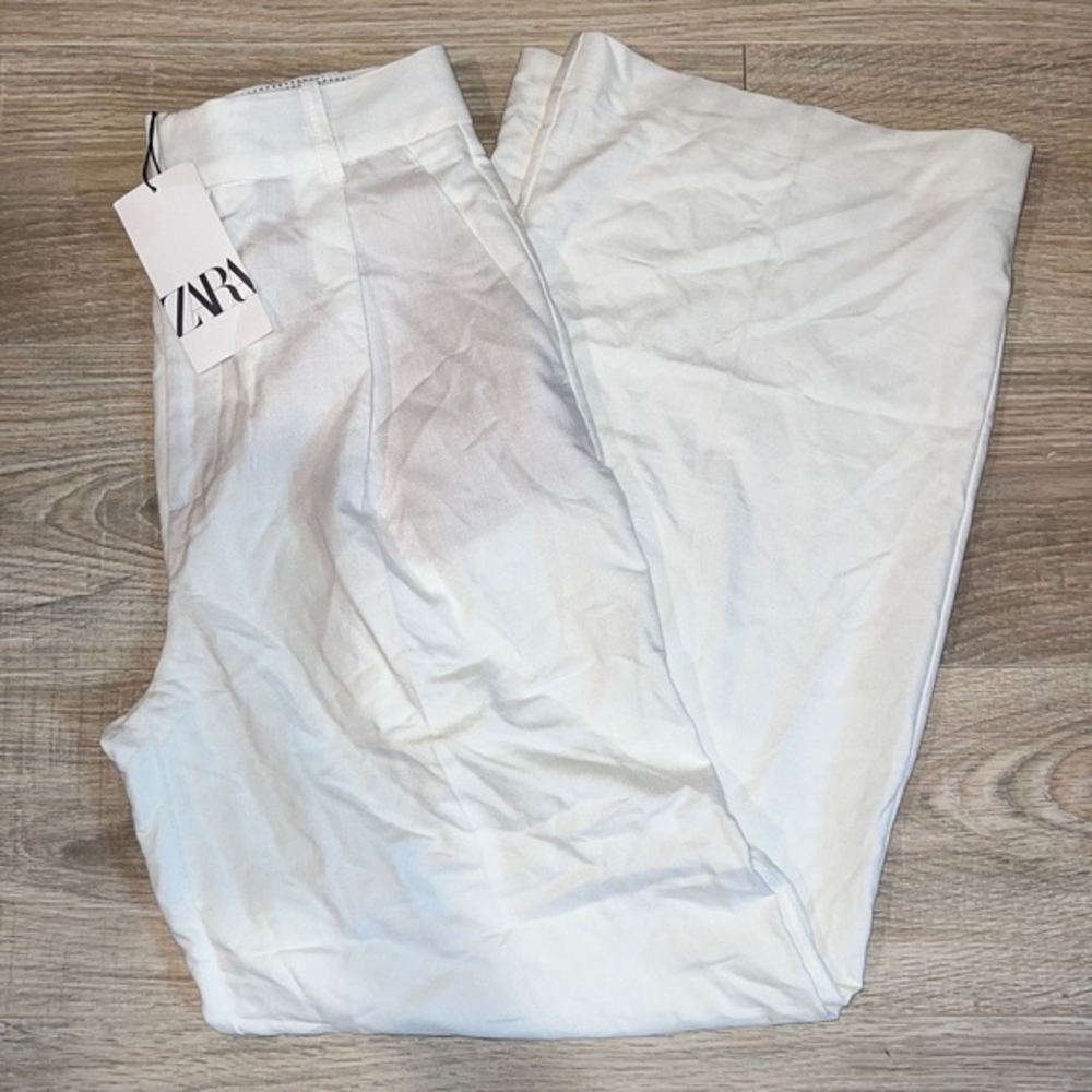 white zara trousers pantsā